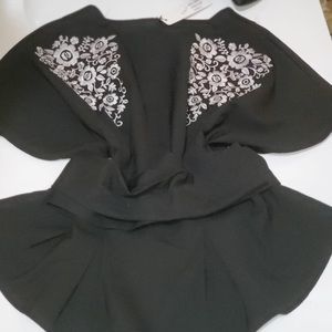 Flowered black blouse